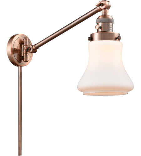 Innovations Lighting 237-AC-G191-LED Bellmont 35 inch 3.50 watt Antique Copper Swing Arm Wall Light, Franklin Restoration
