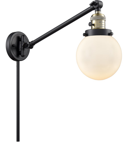 Innovations Lighting 237-BAB-G201-6-LED Beacon 21 inch 3.50 watt Black Antique Brass Swing Arm Wall Light, Franklin Restoration