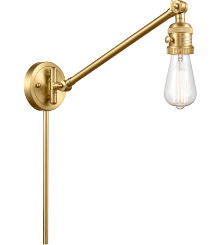 Innovations Lighting 237NH-SG Bare Bulb 21 inch 60.00 watt Satin Gold Swing Arm Wall Light, Franklin Restoration