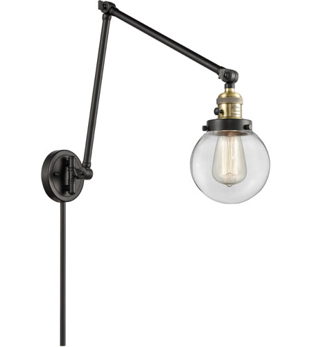 Innovations Lighting 238-BAB-G202-6-LED Beacon 30 inch 3.50 watt Black Antique Brass Swing Arm Wall Light, Franklin Restoration
