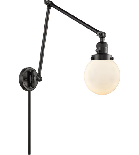 Innovations Lighting 238-BK-G201-6-LED Beacon 30 inch 3.50 watt Matte Black Swing Arm Wall Light, Franklin Restoration