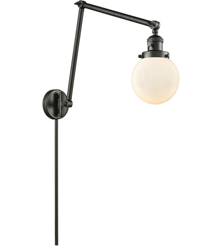 Innovations Lighting 238-OB-G201-6-LED Beacon 30 inch 3.50 watt Oil Rubbed Bronze Swing Arm Wall Light, Franklin Restoration