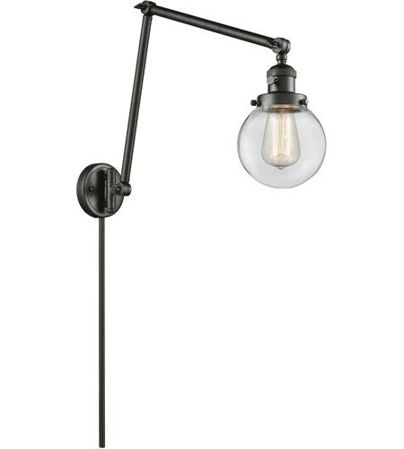 Innovations Lighting 238-OB-G202-6-LED Beacon 30 inch 3.50 watt Oil Rubbed Bronze Swing Arm Wall Light, Franklin Restoration
