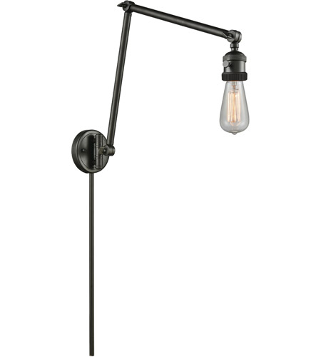 Innovations Lighting 238NH-BB-LED Bare Bulb 30 inch 3.50 watt Brushed Brass Swing Arm Wall Light, Franklin Restoration