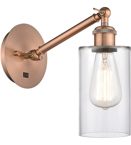 Innovations Lighting 317-1W-AC-G802-LED Ballston Clymer LED 5 inch Antique Copper Sconce Wall Light