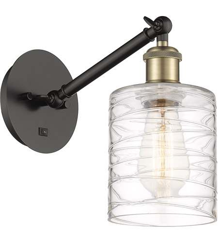 Innovations Lighting 317-1W-BAB-G1113-LED Ballston Cobbleskill LED 5 inch Black Antique Brass Sconce Wall Light