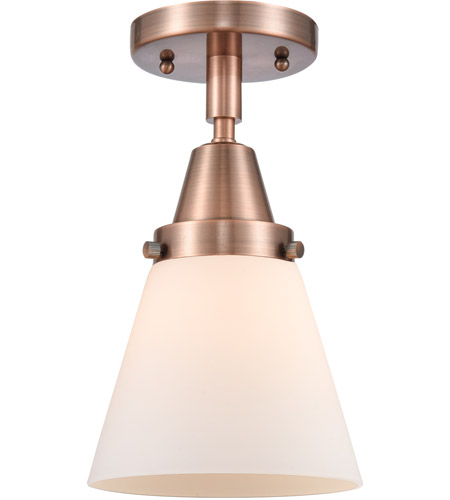 Innovations Lighting 447 1c Ac G61 Franklin Restoration Small Cone 1 Light 6 Inch Antique Copper Flush Mount Ceiling In Matte White Glass - Antique Copper Flush Mount Ceiling Light