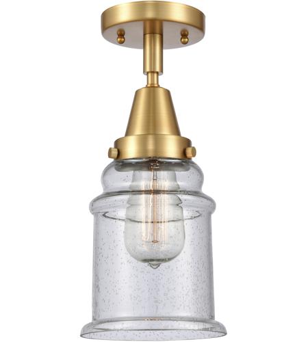 Innovations Lighting 447-1C-SG-G184-LED Franklin Restoration Canton LED 6 inch Satin Gold Flush Mount Ceiling Light in Seedy Glass photo