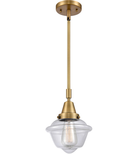 Innovations Lighting 447-1S-BB-G532 Franklin Restoration Small Oxford 1 Light 8 inch Brushed Brass Mini Pendant Ceiling Light in Clear Glass photo