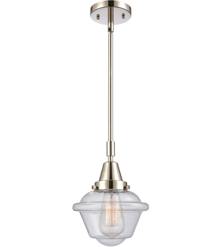 Innovations Lighting 447-1S-PN-G534 Franklin Restoration Small Oxford 1 Light 8 inch Polished Nickel Mini Pendant Ceiling Light in Seedy Glass photo