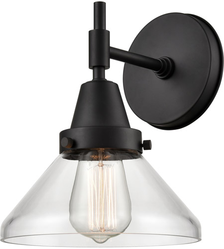 Innovations Lighting 447-1W-BK-CL Caden 1 Light 8 inch Matte Black Sconce Wall Light in Clear Glass