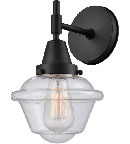 Innovations Lighting 447-1W-BK-G534-LED Caden LED 8 inch Matte Black Sconce Wall Light in Seedy Glass