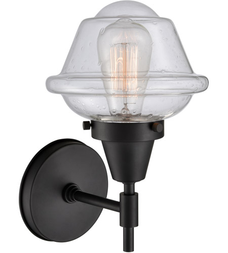 Innovations Lighting 447-1W-BK-G534-LED Caden LED 8 inch Matte Black Sconce Wall Light in Seedy Glass 447-1W-BK-G534_2.jpg