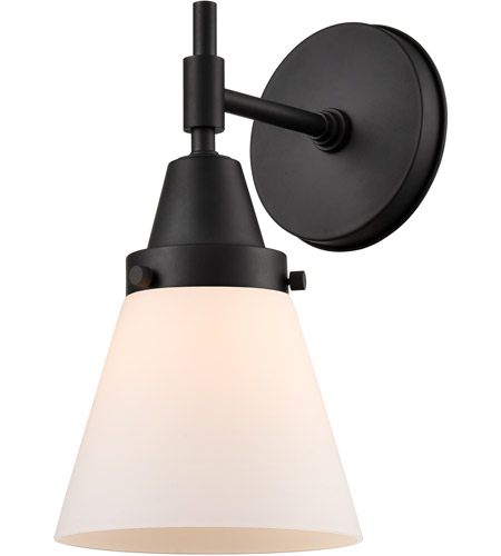 Innovations Lighting 447-1W-BK-G61-LED Caden LED 6 inch Matte Black Sconce Wall Light in Matte White Glass