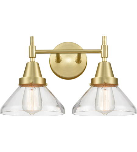 Innovations Lighting 447-2W-SB-CL-LED Caden LED 17 inch Satin Brass Bath Vanity Light Wall Light in Clear Glass