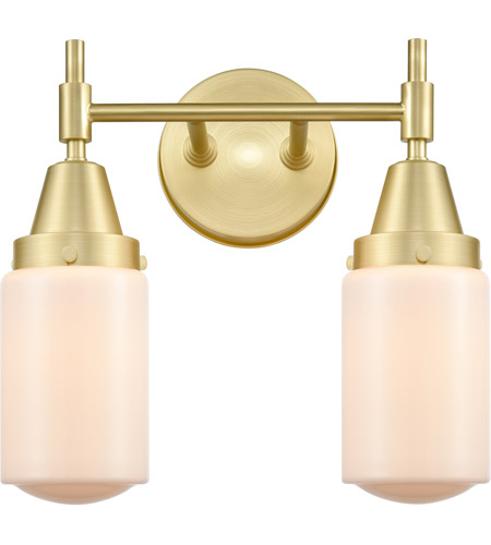 Innovations Lighting 447-2W-SB-G311-LED Caden LED 14 inch Satin Brass Bath Vanity Light Wall Light in Matte White Glass