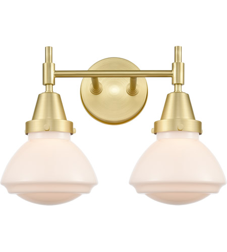 Innovations Lighting 447-2W-SB-G321-LED Caden LED 16 inch Satin Brass Bath Vanity Light Wall Light in Matte White Glass