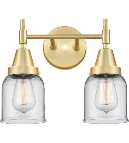 Innovations Lighting 447-2W-SB-G52 Caden 2 Light 14 inch Satin Brass Bath Vanity Light Wall Light in Clear Glass