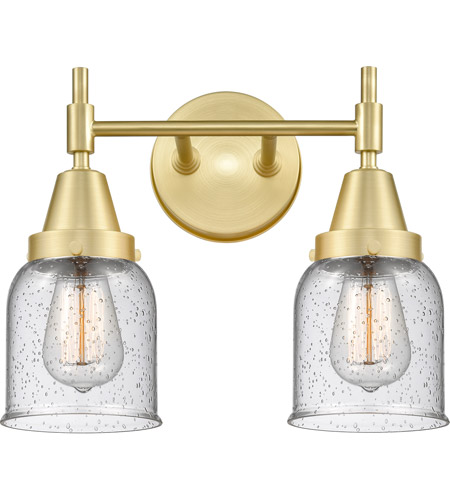 Innovations Lighting 447-2W-SB-G54-LED Caden LED 14 inch Satin Brass Bath Vanity Light Wall Light in Seedy Glass