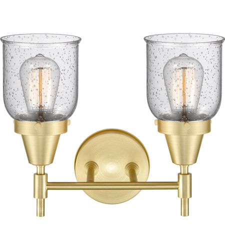 Innovations Lighting 447-2W-SB-G54-LED Caden LED 14 inch Satin Brass Bath Vanity Light Wall Light in Seedy Glass 447-2W-SB-G54_2.jpg