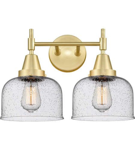 Innovations Lighting 447-2W-SB-G74 Caden 2 Light 17 inch Satin Brass Bath Vanity Light Wall Light in Seedy Glass