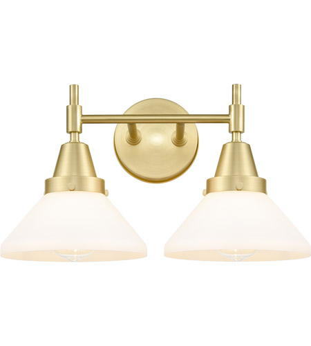 Innovations Lighting 447-2W-SB-W Caden 2 Light 17 inch Satin Brass Bath Vanity Light Wall Light in White Glass
