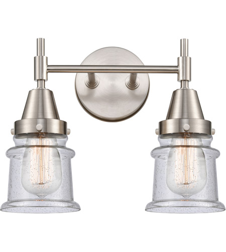Innovations Lighting 447-2W-SN-G184S-LED Caden LED 14 inch Satin Nickel Bath Vanity Light Wall Light in Seedy Glass