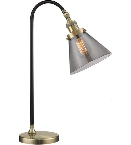 Innovations Lighting 515-1L-BAB-G43 Black Brook 22 inch 100 watt Black and Antique Brass Table Lamp Portable Light, Large, Cone