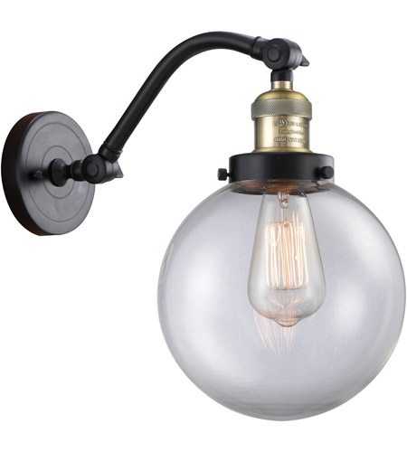 Innovations Lighting 515-1W-BAB-G202-8-LED Franklin Restoration Large Beacon LED 8 inch Black Antique Brass Sconce Wall Light in Clear Glass, Franklin Restoration photo