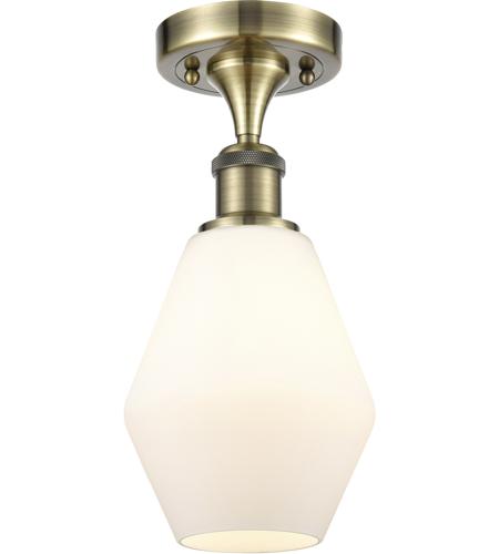 Innovations Lighting 516-1C-AB-G651-6-LED Ballston Cindyrella LED 6 inch Antique Brass Semi-Flush Mount Ceiling Light in Matte White Glass