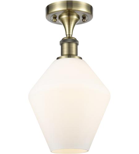 Innovations Lighting 516-1C-AB-G651-8-LED Ballston Cindyrella LED 8 inch Antique Brass Semi-Flush Mount Ceiling Light in Matte White Glass