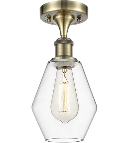 Innovations Lighting 516-1C-AB-G652-6-LED Ballston Cindyrella LED 6 inch Antique Brass Semi-Flush Mount Ceiling Light in Clear Glass