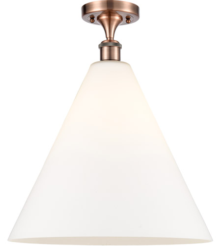 Innovations Lighting 516-1C-AC-GBC-161 Ballston Cone 1 Light 16 inch Antique Copper Semi-Flush Mount Ceiling Light in Matte White Glass