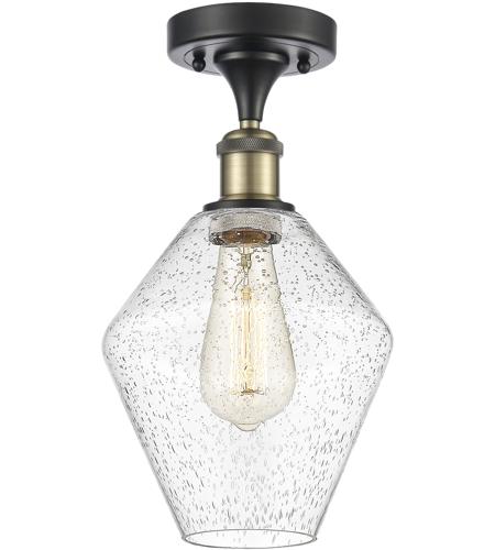 Innovations Lighting 516-1C-BAB-G654-8-LED Ballston Cindyrella LED 8 inch Black Antique Brass Semi-Flush Mount Ceiling Light in Seedy Glass