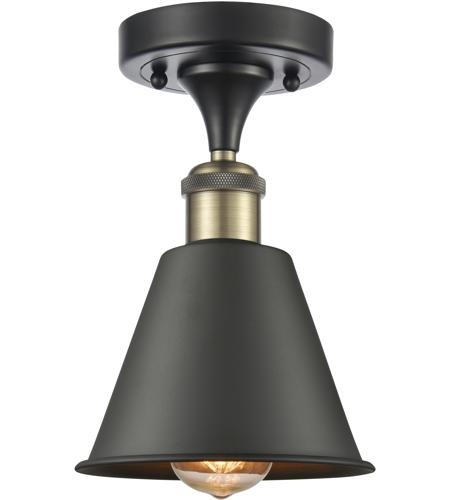 Innovations Lighting 516-1C-BAB-M8-LED Ballston Smithfield LED 7 inch Black Antique Brass Semi-Flush Mount Ceiling Light, Ballston