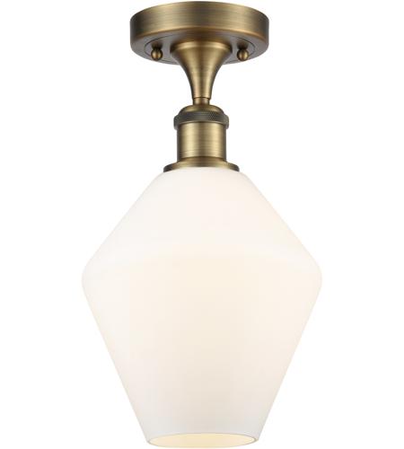 Innovations Lighting 516-1C-BB-G651-8-LED Ballston Cindyrella LED 8 inch Brushed Brass Semi-Flush Mount Ceiling Light in Matte White Glass