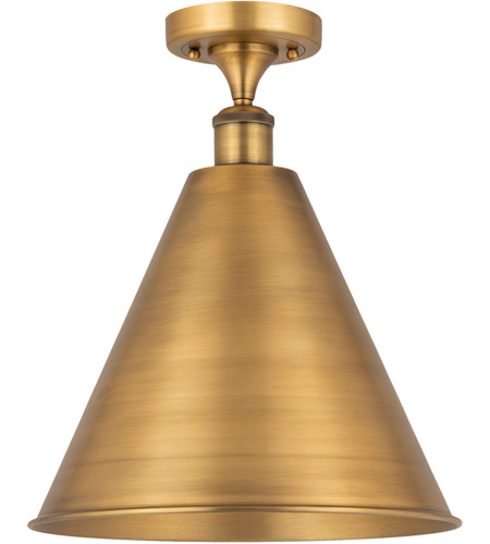 Innovations Lighting 516-1C-AB-MBC-16-AB-LED Ballston Cone LED 16 inch Antique Brass Semi-Flush Mount Ceiling Light