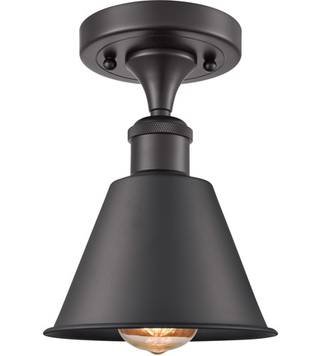 Innovations Lighting 516-1C-BK-M8-LED Ballston Smithfield LED 7 inch Matte Black Semi-Flush Mount Ceiling Light, Ballston