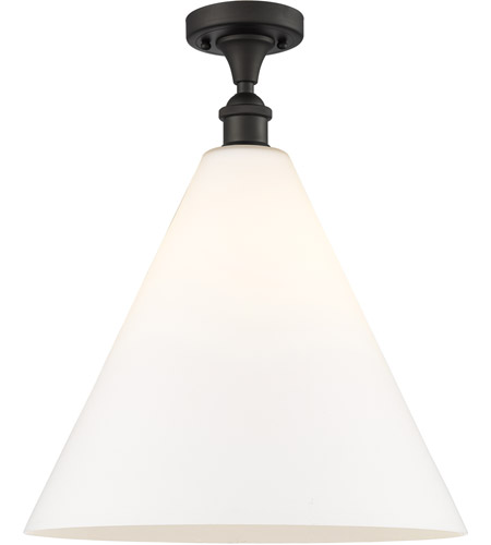 Innovations Lighting 516-1C-OB-GBC-161 Ballston Cone 1 Light 16 inch Oil Rubbed Bronze Semi-Flush Mount Ceiling Light in Matte White Glass