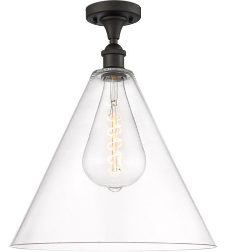 Innovations Lighting 516-1C-OB-GBC-162 Ballston Cone 1 Light 16 inch Oil Rubbed Bronze Semi-Flush Mount Ceiling Light in Clear Glass