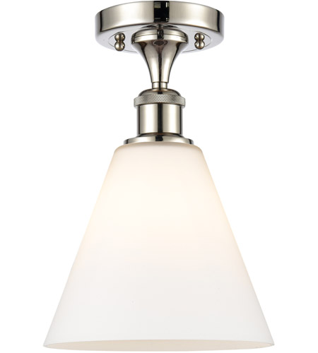 Innovations Lighting 516-1C-PN-GBC-81 Ballston Cone 1 Light 8 inch Polished Nickel Semi-Flush Mount Ceiling Light in Matte White Glass