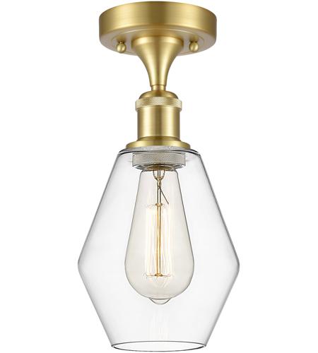 Innovations Lighting 516-1C-SG-G652-6-LED Ballston Cindyrella LED 6 inch Satin Gold Semi-Flush Mount Ceiling Light in Clear Glass