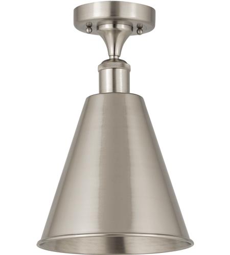 Innovations Lighting 516-1C-SN-MBC-8-SN-LED Ballston Cone LED 8 inch Brushed Satin Nickel Semi-Flush Mount Ceiling Light