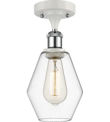 Innovations Lighting 516-1C-WPC-G652-6-LED Ballston Cindyrella LED 6 inch White and Polished Chrome Semi-Flush Mount Ceiling Light in Clear Glass