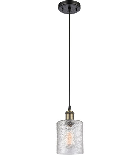 Innovations Lighting 516-1P-BAB-G112-LED Ballston Cobbleskill LED 5 inch Black Antique Brass Mini Pendant Ceiling Light in Clear Glass, Ballston