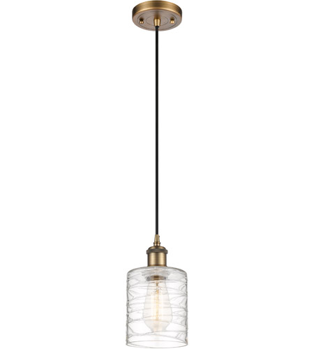Innovations Lighting 516-1P-BB-G1113-LED Ballston Cobbleskill LED 5 inch Brushed Brass Mini Pendant Ceiling Light