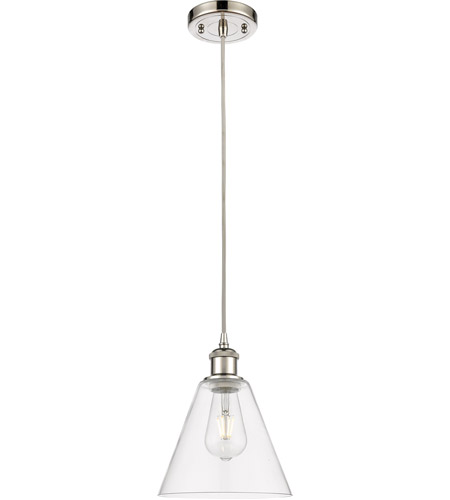 Innovations Lighting 516-1P-PN-GBC-82 Ballston Cone 1 Light 8 inch Polished Nickel Mini Pendant Ceiling Light in Clear Glass