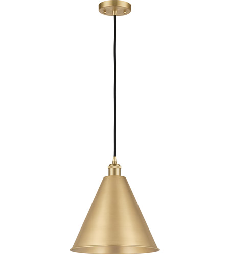 Innovations Lighting 516-1P-SG-MBC-16-SG-LED Ballston Cone LED 16 inch Satin Gold Mini Pendant Ceiling Light
