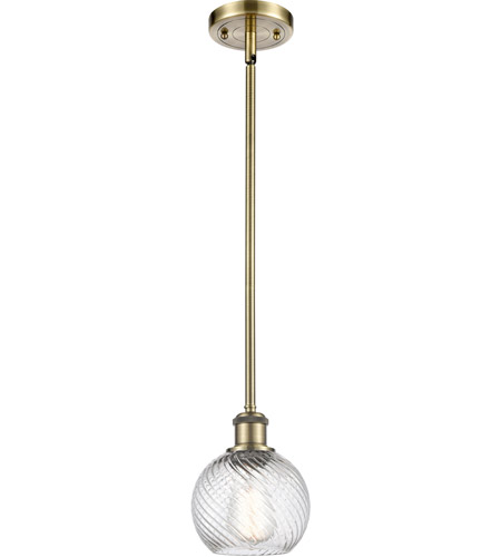 Innovations Lighting 516-1S-AB-G1214-6 Ballston Small Twisted Swirl 1 Light 6 inch Antique Brass Pendant Ceiling Light in Incandescent, Small Athens, Twisted Swirl Glass, Ballston