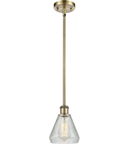 Innovations Lighting 516-1S-AB-G275-LED Ballston Conesus LED 6 inch Antique Brass Pendant Ceiling Light in Clear Crackle Glass, Ballston